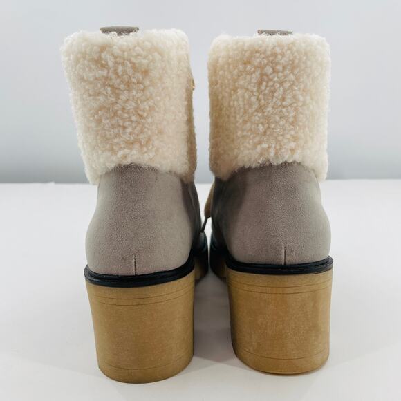 Oasis Society Gray Faux Suede Lace Up Chunky Heel Combat Military Boots 10 - Picture 9 of 14